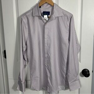 NEW with tags, David Donohue Fusion white/berry button down shirt, medium/15.5